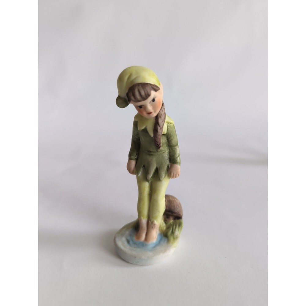 Josef Originals GARDEN FAIRY ELF Pixie Green Mushroom Girl Figurine